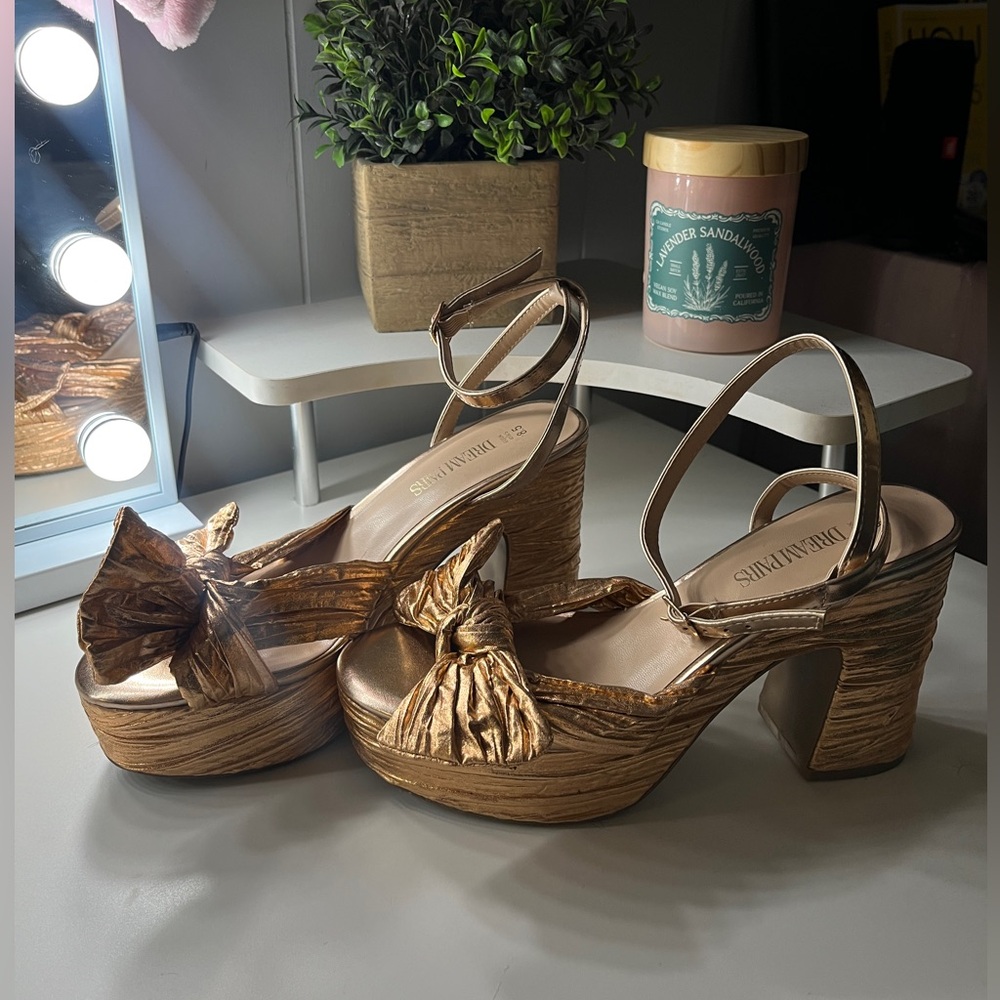 Gold Chunky Platform Heels